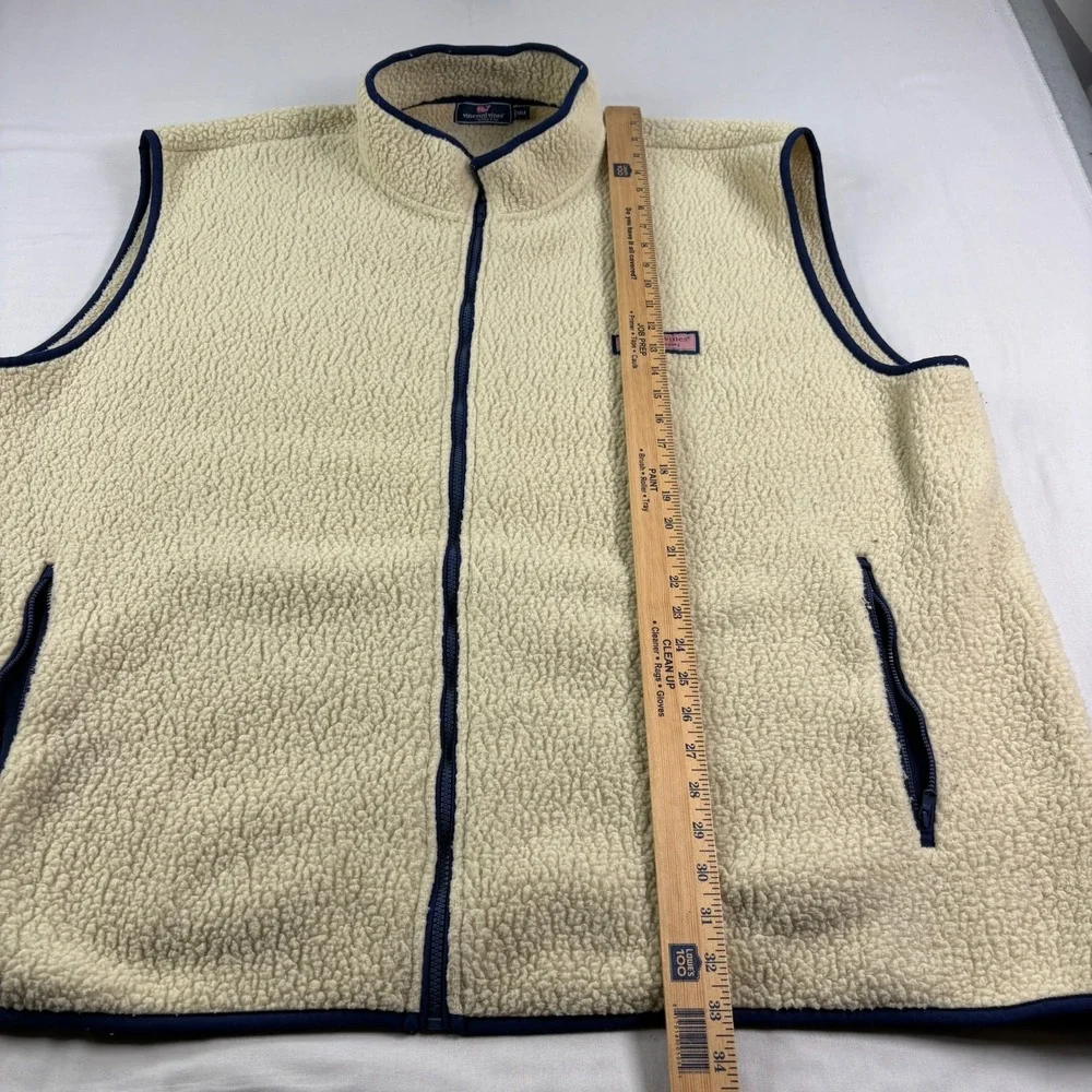 Vineyard Vines Vest Mens 4XB Big Beige Fleece Sherpa Full Zip Preppy Casual